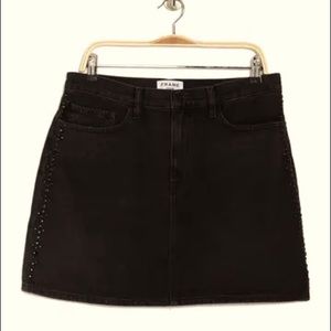 FRAME Studded Black Jean Miniskirt